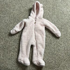Carters Baby Girl Sherpa Long-Sleeve Hooded Jumpsuit Pink 6 Months EUC
